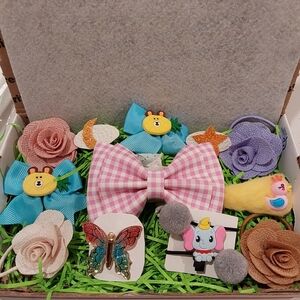 Kids Hair Accessories Set - Pink, Blue, and Cream